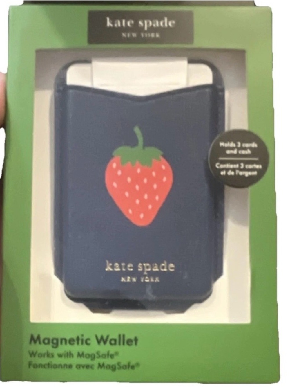 kate spade Navy Strawberry MagSafe Magnetic Card Wallet